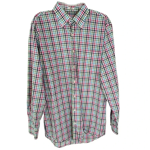 Peter Millar Cotton Plaid Button Down Shirt Size M - Picture 2 of 13